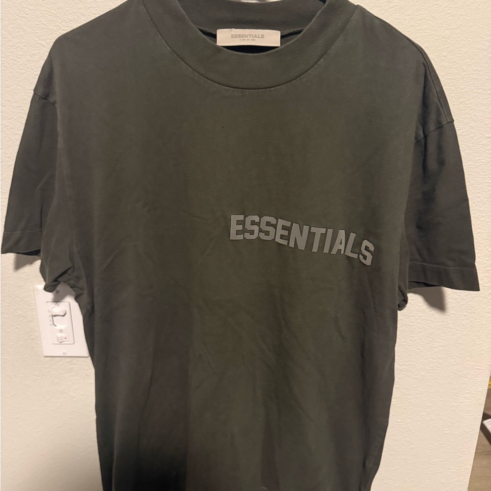 Fear of God Essentials Olive Green Crewneck T-Shirt